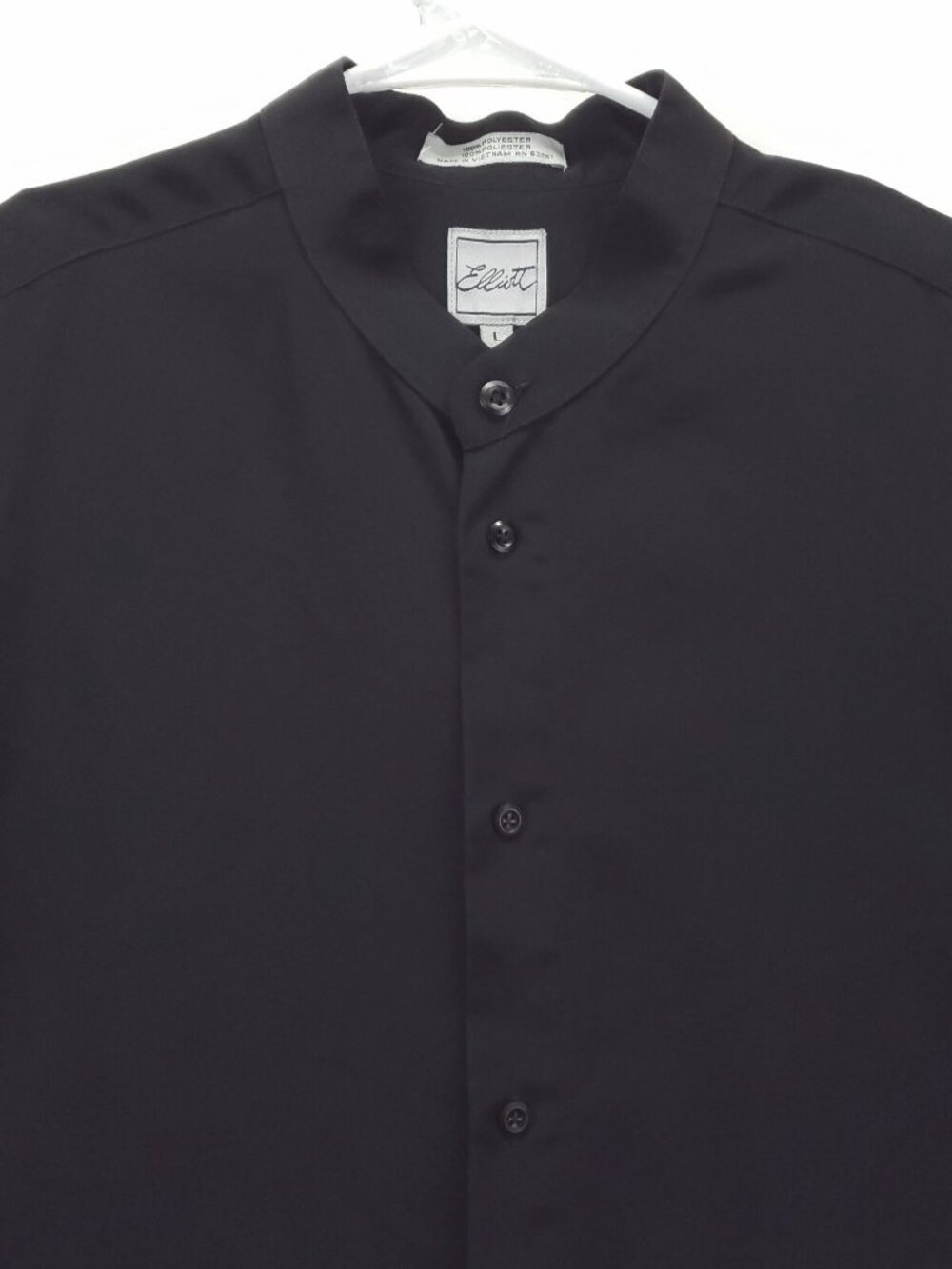 Elliott Shirt Mens Large Black 100% Polyester Long Sleeve Classic Button-Up - Picture 3 of 10